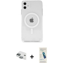 Pileli Store Pilelistore™ iPhone 11 Kılıf Ahenk Yansıma Prime - Şeffaf Pasifik Cam Ekran Koruyucu + Pers Alüminyum Kamera Lens - Yl
