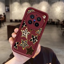 HONTINGA Vivo X200 Pro ile Uyumlu Kılıf Kamera Koruyucu Basitlik Anti Düşme Kamera Korumalı Leoparlı Bordo Desen Yumuşak Silikon Couple Telefon Kılıfı Kadın ve Erkek Için Uygundur K2-7383