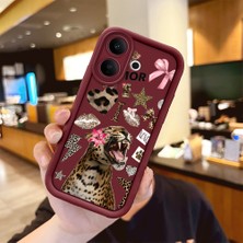 HONTINGA Vıvo V60 Lite  ile Uyumlu Kılıf Kamera Koruyucu Basitlik Anti Düşme Kamera Korumalı Leoparlı Bordo Desen Yumuşak Silikon Couple Telefon Kılıfı Kadın ve Erkek Için Uygundur K2-7384