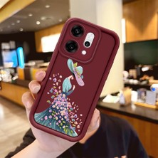 HONTINGA Oppo Reno 14 Pro 5g  ile Uyumlu Kılıf Kamera Koruyucu Basitlik Anti Düşme Kamera Korumalı Güzel Kız Bordo Desen Yumuşak Silikon Couple Telefon Kılıfı Kadın ve Erkek Için Uygundur K2-7386