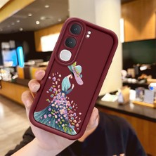 HONTINGA Vıvo Y21D  ile Uyumlu Kılıf Kamera Koruyucu Basitlik Anti Düşme Kamera Korumalı Güzel Kız Bordo Desen Yumuşak Silikon Couple Telefon Kılıfı Kadın ve Erkek Için Uygundur K2-7386