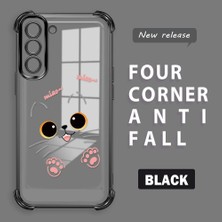 HONTINGA Samsung Galaxy S21 Fe 5g ile Uyumlu Kılıf Şeffaf Kılıfı Kamera Koruyucu Basitlik Anti Düşme Kamera Korumalı Kedi Desen Yumuşak Silikon Couple Telefon Kılıfı Kadın ve Erkek Için Uygundur K3-0291