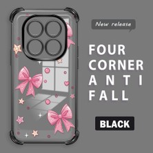 HONTINGA Xiaomi Redmi Note 14 Pro 4g ile Uyumlu Kılıf Şeffaf Kılıfı Kamera Koruyucu Basitlik Anti Düşme Kamera Korumalı Papyon Desen Yumuşak Silikon Couple Telefon Kılıfı Kadın ve Erkek Için Uygundur K3-0289