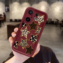HONTINGA Vivo X200 Fe ile Uyumlu Kılıf Kamera Koruyucu Basitlik Anti Düşme Kamera Korumalı Leoparlı Bordo Desen Yumuşak Silikon Couple Telefon Kılıfı Kadın ve Erkek Için Uygundur K2-7383
