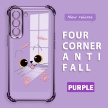 HONTINGA Samsung Galaxy S21 Fe 5g ile Uyumlu Kılıf Şeffaf Kılıfı Kamera Koruyucu Basitlik Anti Düşme Kamera Korumalı Kedi Desen Yumuşak Silikon Couple Telefon Kılıfı Kadın ve Erkek Için Uygundur K3-0291