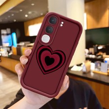HONTINGA Vıvo Y31 5g  ile Uyumlu Kılıf Kamera Koruyucu Basitlik Anti Düşme Kamera Korumalı Kalp Bordo Desen Yumuşak Silikon Couple Telefon Kılıfı Kadın ve Erkek Için Uygundur K2-7382