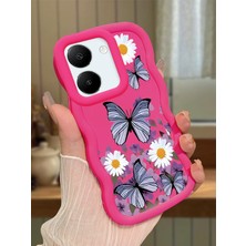 HONTINGA Vivo Y27S Uyumlu Kılıf Düşüme Önleyici Basitlik Anti Düşme Kamera Koruyucu Basit Kırmızı Yumuşak Silikon Couple Telefon Kılıfı Kelebek Desen K9-0190