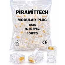 Piramittech RJ45 Cat6 Modular Plug | 8P8C Ethernet Konnektör (100 Adet)