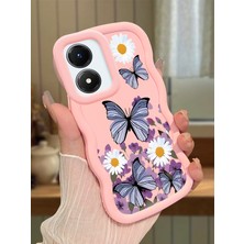HONTINGA Vivo Y02S Uyumlu Kılıf Düşüme Önleyici Basitlik Anti Düşme Kamera Koruyucu Basit Pembe Yumuşak Silikon Couple Telefon Kılıfı Kelebek Desen K9-0190