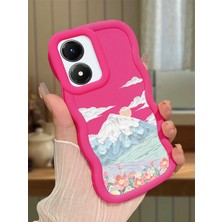 HONTINGA Vivo Y02S Uyumlu Kılıf Düşüme Önleyici Basitlik Anti Düşme Kamera Koruyucu Basit Kırmızı Yumuşak Silikon Couple Telefon Kılıfı Manzara Desen K9-0194