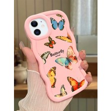 HONTINGA iPhone 11 Uyumlu Kılıf Düşüme Önleyici Basitlik Anti Düşme Kamera Koruyucu Basit Pembe Yumuşak Silikon Couple Telefon Kılıfı Kelebek Desen K9-0191
