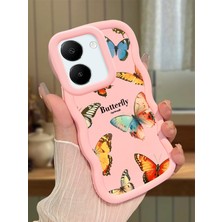 HONTINGA Vivo Y27S Uyumlu Kılıf Düşüme Önleyici Basitlik Anti Düşme Kamera Koruyucu Basit Pembe Yumuşak Silikon Couple Telefon Kılıfı Kelebek Desen K9-0191