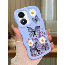 HONTINGA Vivo Y02S Uyumlu Kılıf Düşüme Önleyici Basitlik Anti Düşme Kamera Koruyucu Basit Mavi Yumuşak Silikon Couple Telefon Kılıfı Kelebek Desen K9-0190