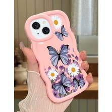 HONTINGA iPhone 14 Plus Uyumlu Kılıf Düşüme Önleyici Basitlik Anti Düşme Kamera Koruyucu Basit Pembe Yumuşak Silikon Couple Telefon Kılıfı Kelebek Desen K9-0190