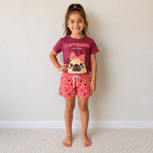 Utaher Miniwear Kız Çocuk Kapybara Desenli Şortlu Takım