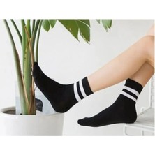 Efem İç Giyim Socks Siyah-Beyaz Çizgili Kolej Çorap 4lü Paket