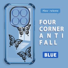 HONTINGA Xiaomi Redmi Note 14 Pro 4g ile Uyumlu Kılıf Şeffaf Kılıfı Kamera Koruyucu Basitlik Anti Düşme Kamera Korumalı Kelebek Desen Yumuşak Silikon Couple Telefon Kılıfı Kadın ve Erkek Için Uygundur K3-0295