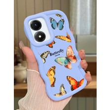 HONTINGA Vivo Y02S Uyumlu Kılıf Düşüme Önleyici Basitlik Anti Düşme Kamera Koruyucu Basit Mavi Yumuşak Silikon Couple Telefon Kılıfı Kelebek Desen K9-0191