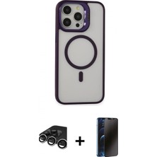 Pileli Store Pilelistore™ iPhone 15 Pro Max Kılıf Ahenk Klasik Özel Seri - Siyah 3D Antistatik Hayalet Cam Ekran Koruyucu + Raze Metal Kamera Lens - Gs