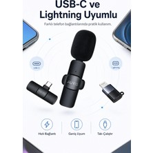 Eco Lounge Usb-C ve Lightning Uyumlu Kablosuz Yaka Mikrofonu Tak Çalıştır Yüksek Kalite