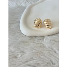 Revoia Kabartmalı Gold Küpe