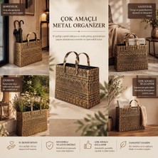 İki Yedi Konsept Klinker 772 Çanta Görünümlü Antik Metal Düzenleyici Küçük Boy Salon Gazetelik ve Dekoratif Dergilik