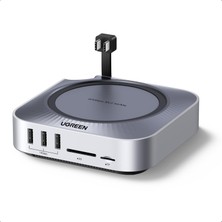 Ugreen Mac Mini M4 Dock 40 Gbps M.2 Nvme SSD Muhafazası, 5x 10 Gbps USB Bağlantı Noktaları, Çift Ekran Için Hdmı'lı Bağlantı Istasyonu (8K@30Hz Maks.), Sd/tf 4.0 ve 3,5 mm Aux ile Uyumlu
