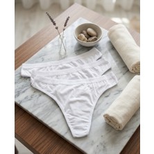 Andino 3'lü Tanga Beyaz Likra Pamuklu String Sexi Kadın Külot