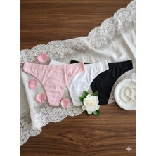 Andino 3'lü Tanga Beyaz, Siyah, Pembe, Likra Pamuklu String Sexi Kadın Külot