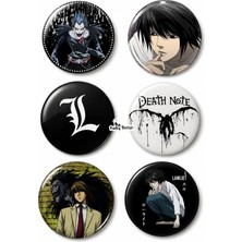 Punky Store 6'lı Anime Temalı Rozet Seti Siyah Beyaz Gotik Manga Karakter