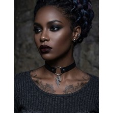 Feronnucci Deri Choker Yıldırım Kolye | Punk Gotik Boyunluk | Kadın Rock Stil Kolye | Ayarlanabilir Siyah Choker | Trendy Takı Çok Renkli