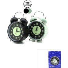 Neu Home Alarm Clock NO-847 Yuvarlak Masa Çalar Saat Metal Kasa Renkli Pilli - Işıklı - Fosforlu Çap: 1