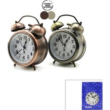 Neu Home Yuvarlak Masa Çalar Saat Metal Kasa Eskitme Pilli - Işıklı Çap: 8.cm Bgc-7 (5486)