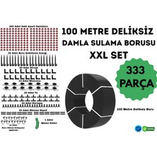 İrritime 100 Metre Deliksiz Damla Sulama Borusu ve XXL Sulama Seti Bahçe Kullanımına Uygun Dayanıklı Yapı