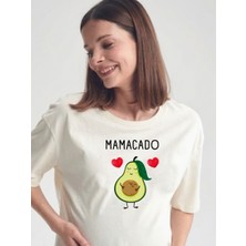 Etoile Studio Avokado Tasarımlı "mamacado" Baskılı Hamile Tişörtü - Anne Adayı Hediyelik Esprili T-Shirt