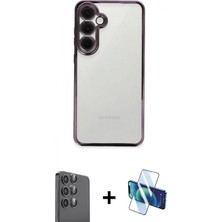 Pileli Store Pilelistore™ Galaxy S24 Fe Kılıf Vadi Minimal - Siyah 3D Antistatik Seramik Nano Ekran Koruyucu + Raze Metal Kamera Lens - Sh