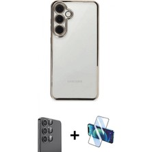 Pileli Store Pilelistore™ Galaxy S24 Fe Kılıf Vadi Minimal - Siyah 3D Antistatik Seramik Nano Ekran Koruyucu + Raze Metal Kamera Lens - Sh