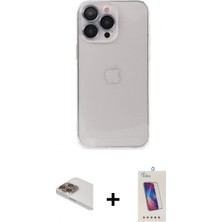 Marsilyan™- iPhone 13 Pro Max Kılıf Ufuk Minimal Özel Seri - Siyah Joko 5d Cam + Gold Pers Alüminyum Kamera Lens