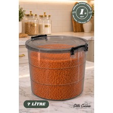 Stile Cucina 7 Litre Kilitli Saklama Kabı – Şeffaf Antrasit Çok Amaçlı Erzak & Bakliyat Saklama Kabı | Mercimek, Un, Makarna, Gıda Saklama Kutusu