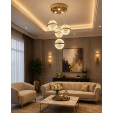 Yeni Model 4 Sarkıt Lüx LED Avize Gold Renk 3 Işık Seçeneği Ithal Model