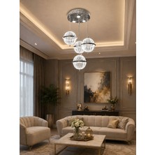 Yeni Model 4 Sarkıt Lüx LED Avize Krom Renk 3 Işık Seçeneği Ithal Model