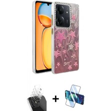 Marsilyan™- Redmi 13C Kılıf Zirve Modern Prime - Siyah 3D Antistatik Cam Ekran Koruyucu + Şeffaf Kamera Lens Koruma Cam