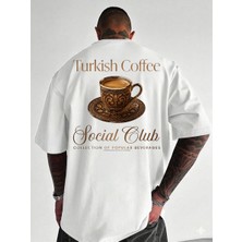 Etoile Studio Cocktail Grafik Baskılı Beyaz Siyah Oversize Pamuklu Unisex Tişört Sokak Stili T-Shirt