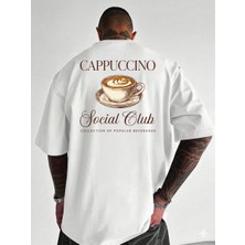 Etoile Studio Cocktail Grafik Baskılı Beyaz Siyah Oversize Pamuklu Unisex Tişört Sokak Stili T-Shirt