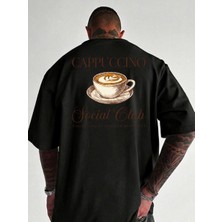 Etoile Studio Cocktail Grafik Baskılı Beyaz Siyah Oversize Pamuklu Unisex Tişört Sokak Stili T-Shirt