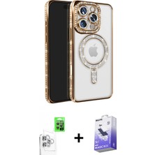 Marsilyan™- iPhone 16 Pro Max Kılıf Zirve Doku Prime - Siyah Bilvis 5in1 5d Magic Hayalet Cam Ekran Koruyucu + Beyaz Raze Metal Kamera Lens