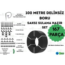 İrritime 100 Metre Deliksiz Damla Sulama Borusu ve Saksı Sulama Seti
