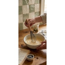 Berina Home Ahşap Saplı Silikon Çırpıcı Çizmez Çırpıcı Bambu Tarzı Bambu Saplı Çırpıcı Yumurta Çırpıcı Krema Çırpma
