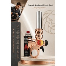 Transformacion Rose Gold Otomatik Ateşlemeli Pürmüz Torch + Hediye Tüp | 360° Dönebilen Şaloma  723254