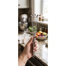 Berina Home Yeni Nesil Top Uçlu Çelik Çırpıcı Inci Başlıklı Yumurta Çırpıcı Süt Köpürtücü Ayran Pasta Kek Karıştırıcı